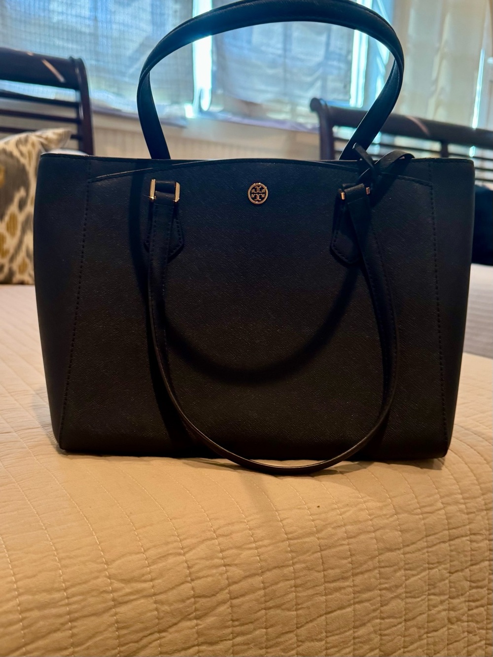 Tory Burch Black Saffiano Leather Tote